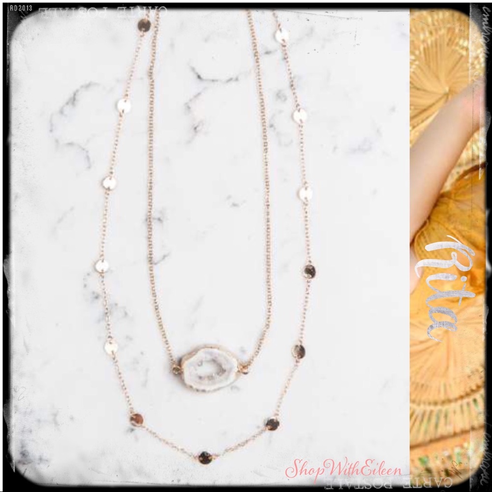 RITA Gold Double Strand Disc & Agate Custom Creation Necklace